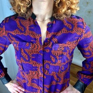 DESIGNER Kelly Wearstler Tiger Print Silk Top Sz6